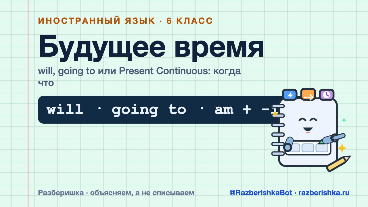 Превью видео: Будущее время: will, to be going to и Present Continuous — 6 класс, Иностранный язык