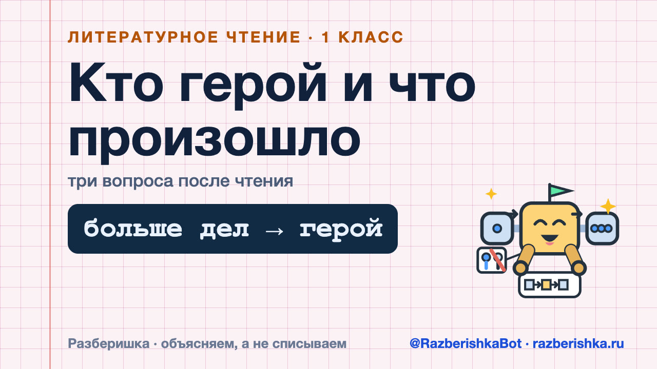 Превью видео: Кто герой и что произошло: три вопроса после чтения — 1 класс, Литературное чтение