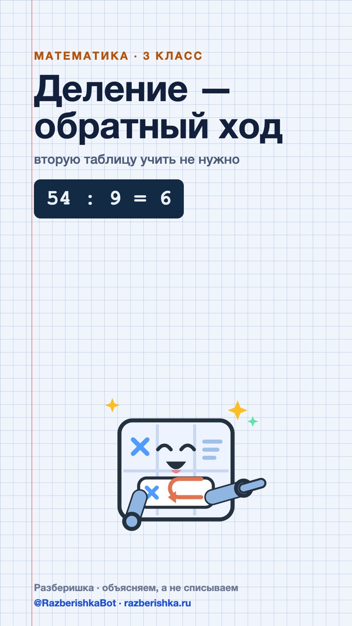 Превью шортса: 54 : 9 — деление как обратный ход